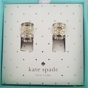 Kate Spade Gold and White Small Hoop Earrings